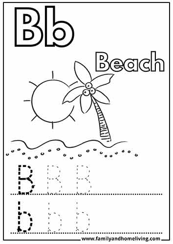Letter B coloring page - Beach worksheet