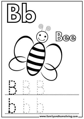 Letter B coloring activity worksheet - Bee