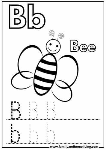 Letter B Coloring Pages - 12 Awesome Alphabet Printables that are Fun & Free! 3 Letter B coloring activity worksheet - Bee