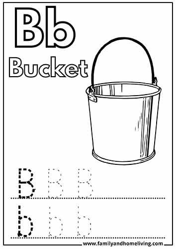 Bucket coloring sheet for the letter B