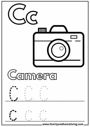 Camera Letter C Coloring Page