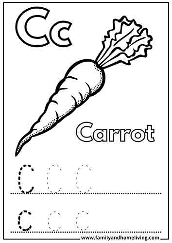 Carrot letter C activity sheet