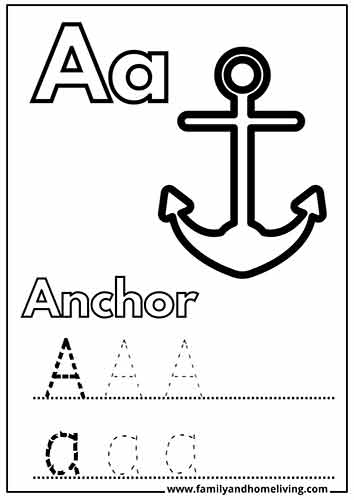 Anchor coloring worksheet for the letter A