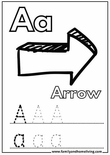 Arrow coloring page for the letter A