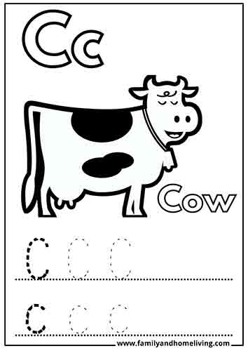 Col coloring page to learn the letter C
