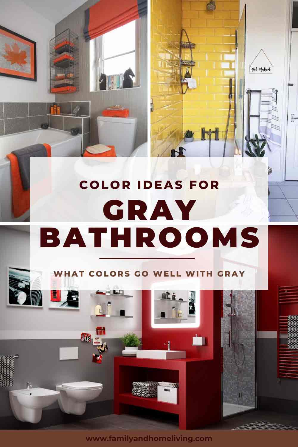 Colors that go well in a gray bathroom Pinterest pin