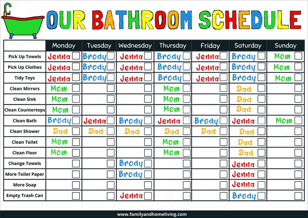Kids Bathroom Cleaning Checklist Free Printables