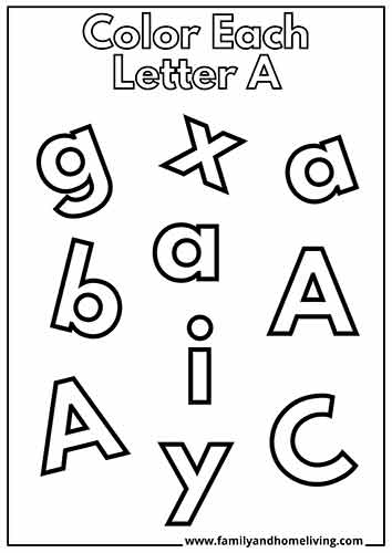 15 Free Coloring Pages For The Letter A (Kids Love These!) 15 Letter A Coloring Page - Color only the letter A