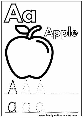 Letter A coloring page - apple