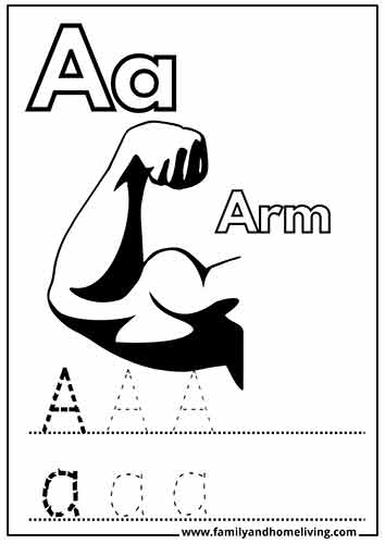 Arm - Letter A coloring page for toddlers