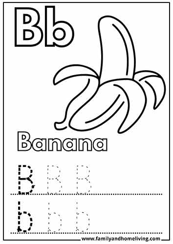 Letter B Coloring Pages - 12 Awesome Alphabet Printables that are Fun & Free! 10 Banana letter B coloring page