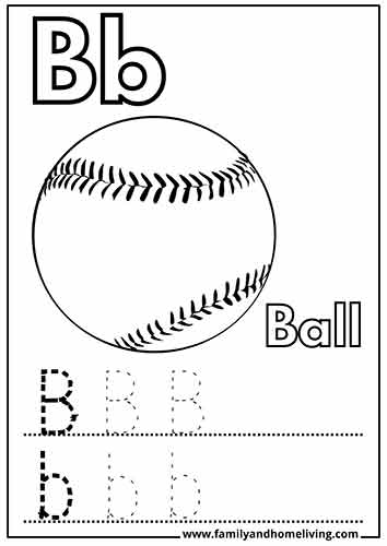 Letter B coloring page - Ball