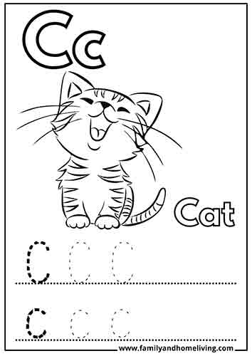 Fun & Free Letter C Coloring Pages for Kids (PDF) 2 Letter C coloring pages - Cat worksheet