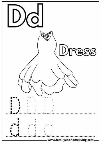Letter D coloring page - Dress