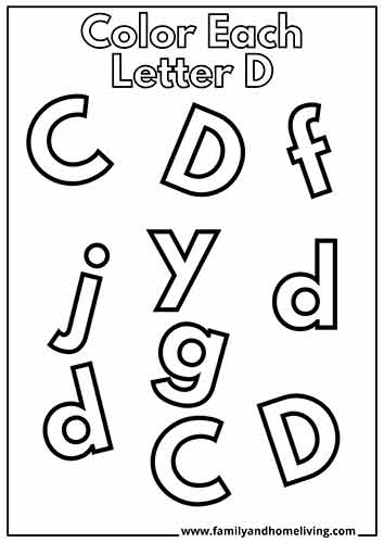 Color only the letter D worksheet