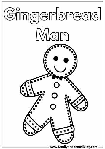 Gingerbread Man Christmas Coloring Page for Preschoolers
