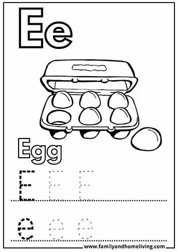 12 Letter E Coloring Pages & Worksheet Printables For Kids 4 Egg Coloring Worksheet for Preschoolers