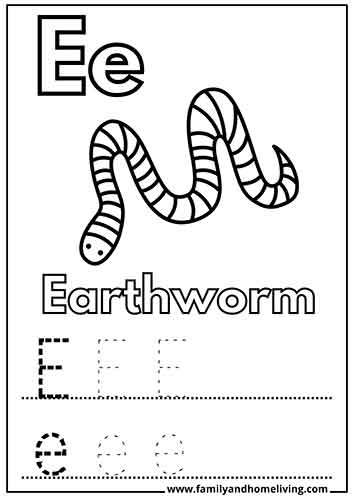 Earthworm coloring worksheet for preschoolers