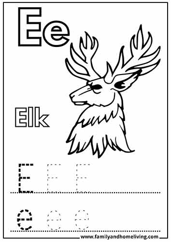 Elk Letter E Coloring Page