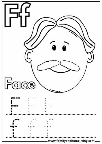 Face Letter F Coloring Worksheet