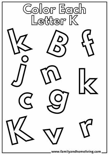 Find and Color the Letter K Worksheet