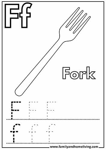 Fork - Letter F Coloring Page