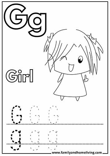 G is for Girl - Coloring Page for the letter G