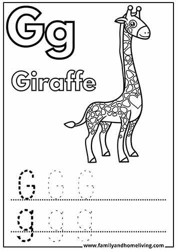 Letter G coloring sheet - Giraffe