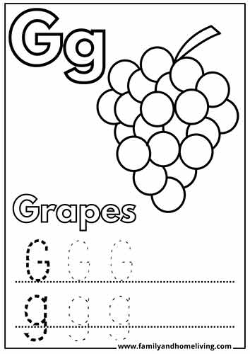 G is for Grapes - G letter coloring page