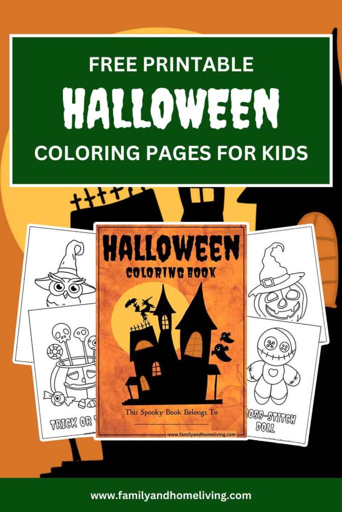 Pinterest pin for kids Halloween coloring pages
