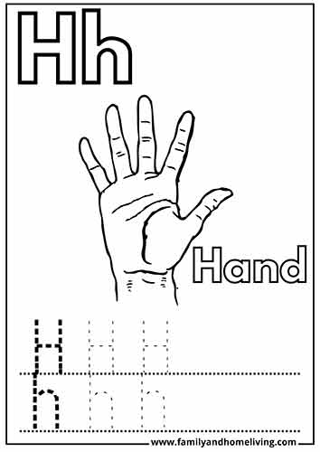Letter H coloring page for Hand