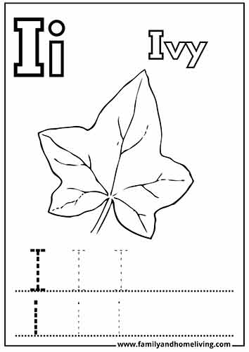 I is for Ivy Coloring Sheet