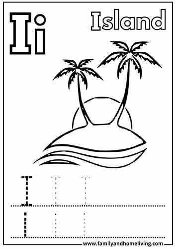 Letter I coloring Page - Island