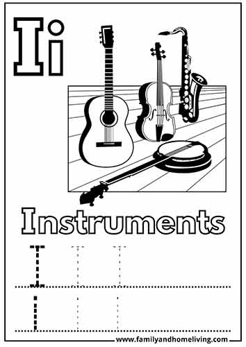 I is for Instruments - Letter I Coloring Sheet