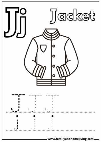 J is for Jacket J-Letter Coloring Worksheet
