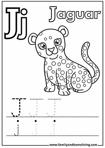 J is for Jaguar Kids Coloring Page