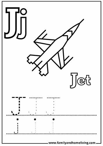 Letter J Coloring Page - Jet