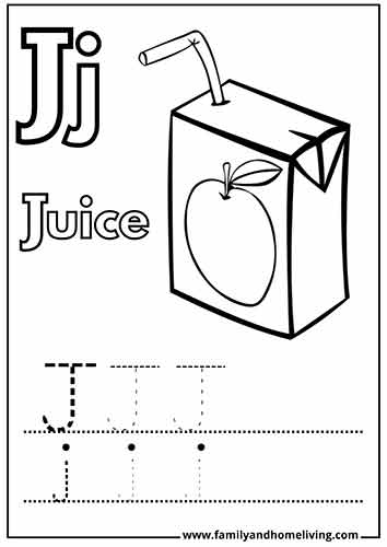 J is for Juice Coloring Page
