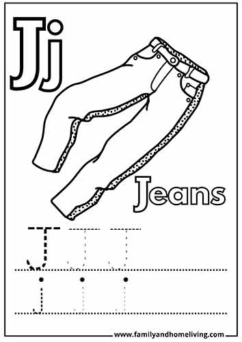Jeans J-Letter Coloring Sheet