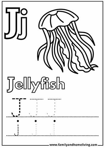 Jellyfish Alphabet Coloring Page