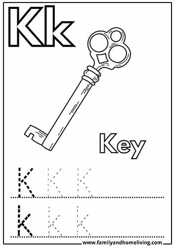 12 Letter K Coloring Pages & Worksheets (Free Downloads) 2 K is for Key - Letter K Coloring Page