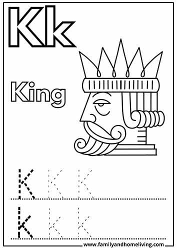 K is for King - K Letter Coloring Page