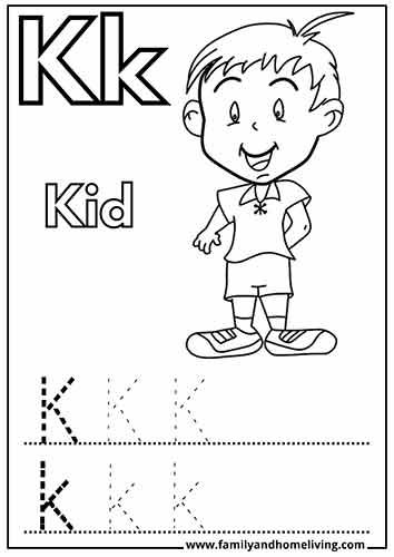 K is for Kid - Letter K Coloring Worksheet