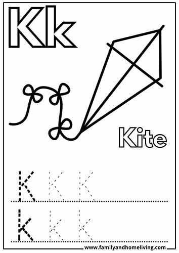 K is for Kite - Coloring Page for the Letter K