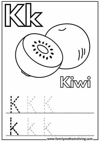 K is for Kiwi - Coloring Sheet for the Letter K