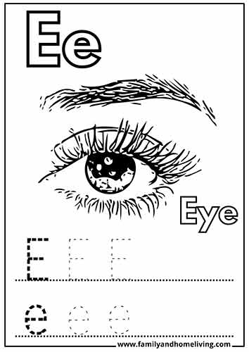 E is for Eye - Alphabet Coloring Page