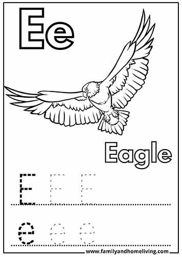 12 Letter E Coloring Pages & Worksheet Printables For Kids 7 E is for Eagle Coloring Worksheet for kids
