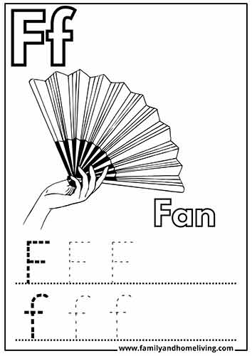 Letter F Coloring Page - Fan