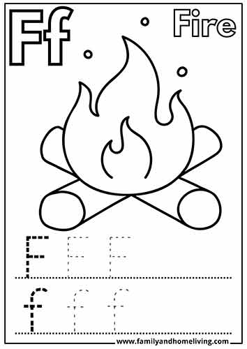 Fire F Letter Coloring Page