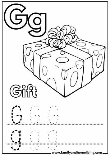 G is for Gift - Free Letter G Coloring Page